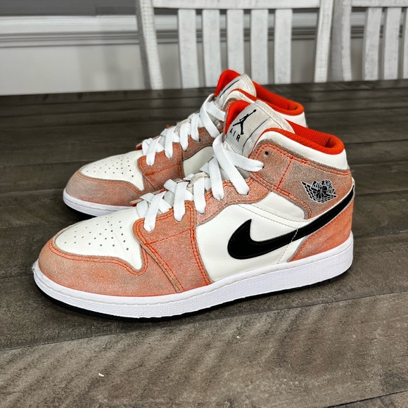 Jordan Shoes - Nike Air Jordan 1 Mid Sail Orange Sneakers Sz  8